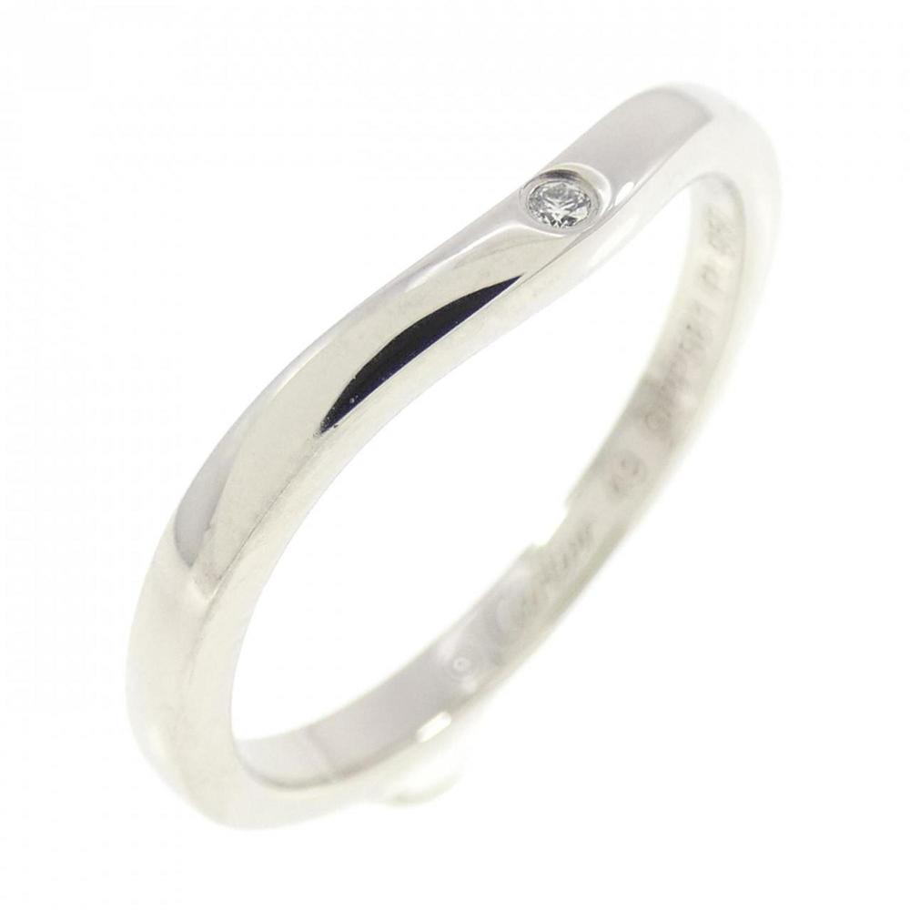 CARTIER 3 Diamond Platinum Ballerine Wedding Band #49 (US Size: 4.75) - Picture 2 of 5